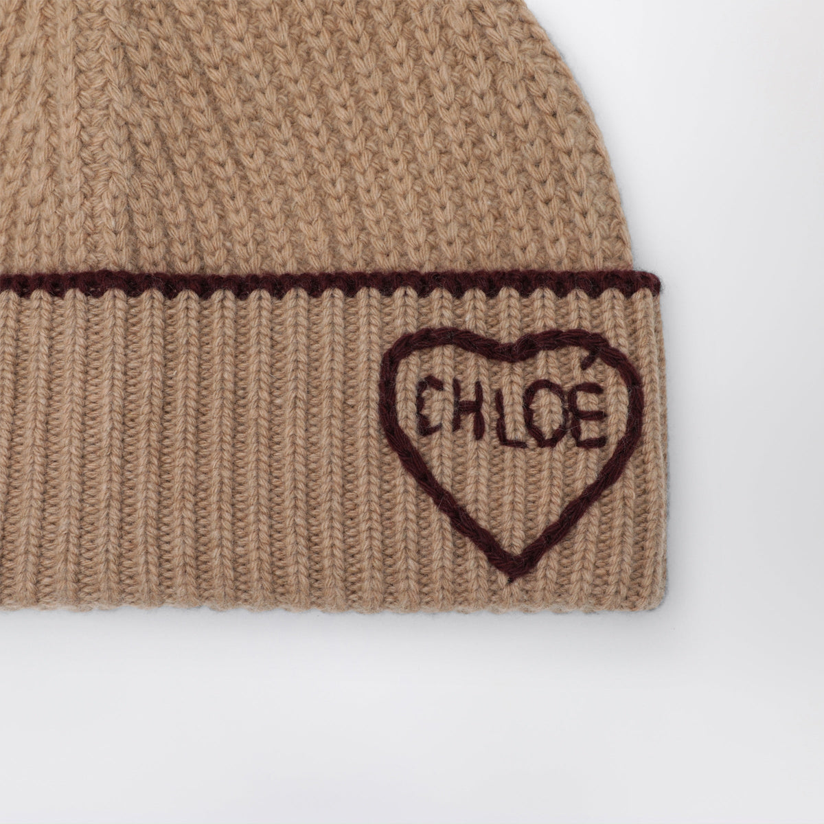Chloe Encoeur Wool And Cashmere Beanie In Bleached Brown Women CHLOE