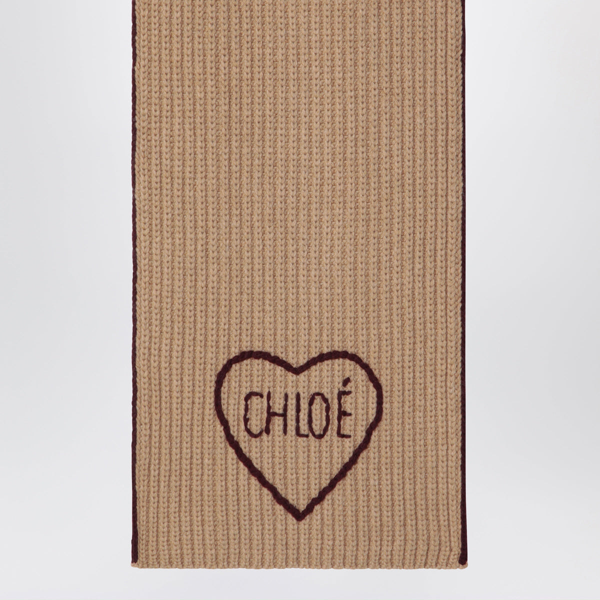Chloe Encoeur Wool And Cashmere Scarf In Bleached Brown Women CHLOE