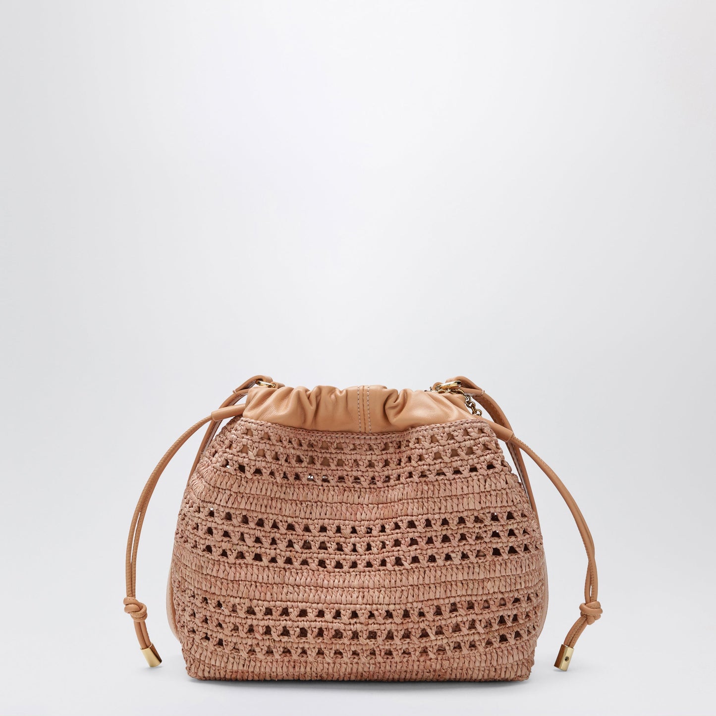 Chloe Mini Summer Banana Drawstring Raffia Bag In Beige Women CHLOE
