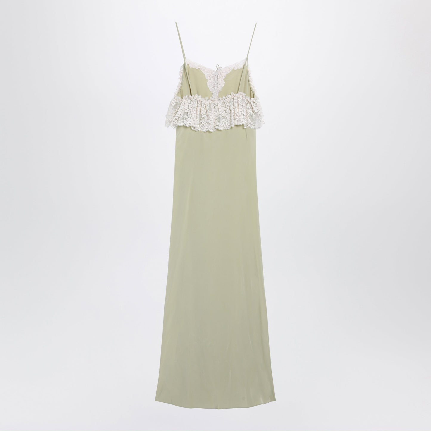 Chloe Long Dusty Green Silk Slip Dress Women CHLOE