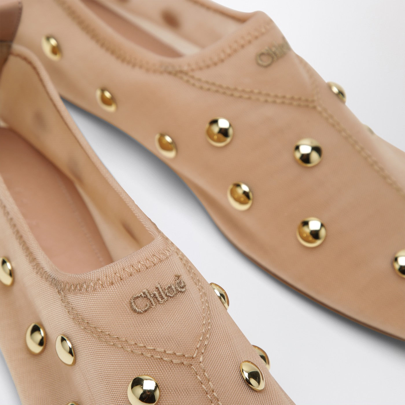 Chloe Rita Blushy Beige Ballet Flats In Transparent Mesh Women CHLOE