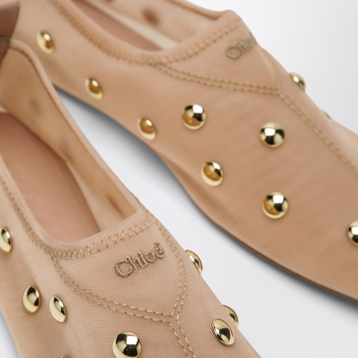 Chloe Rita Blushy Beige Ballet Flats In Transparent Mesh Women CHLOE