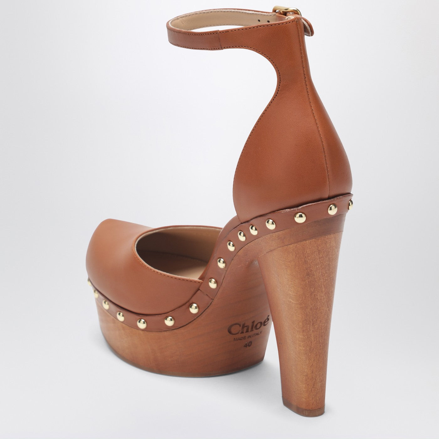 Chloe Brown Platform Pumps With Studs Women CHLOE