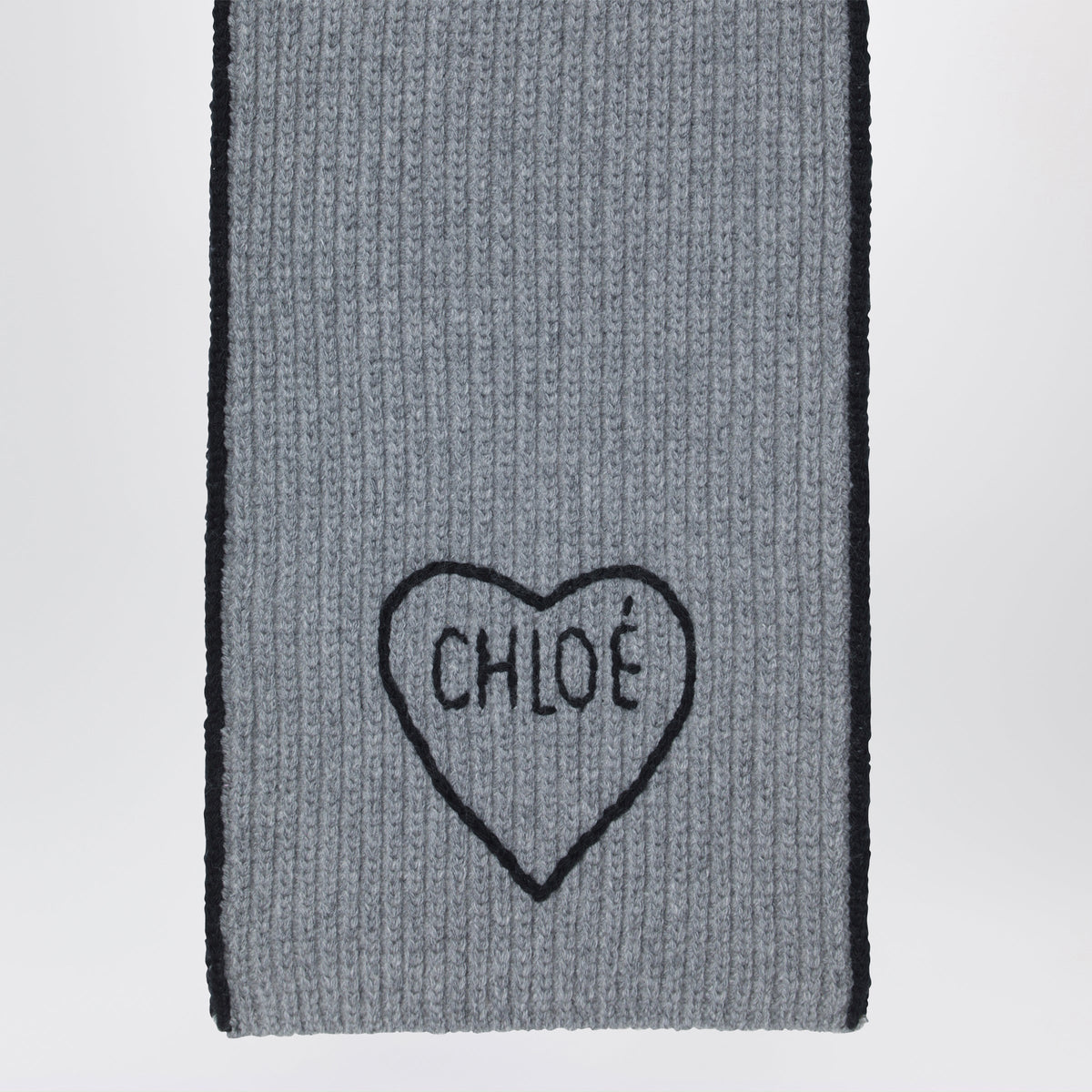 Chloe Encoeur Grey Wool And Cashmere Scarf Women CHLOE