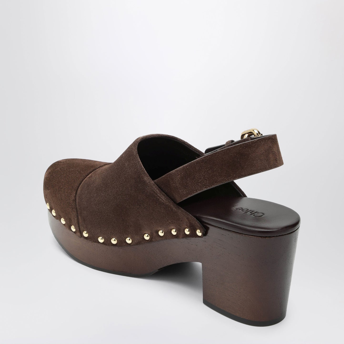 Chloe Jeannette Wedge Clogs In Suede Calfskin, Chocolate Brown Women CHLOE