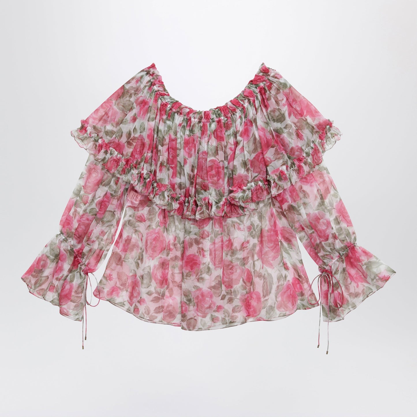Chloe Puff-Sleeve Top In Multicolor Silk Women CHLOE