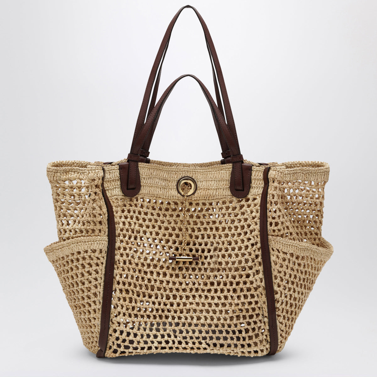 Chloe Sand/ Brown Iconic Raffia And Leather Bag Women CHLOE