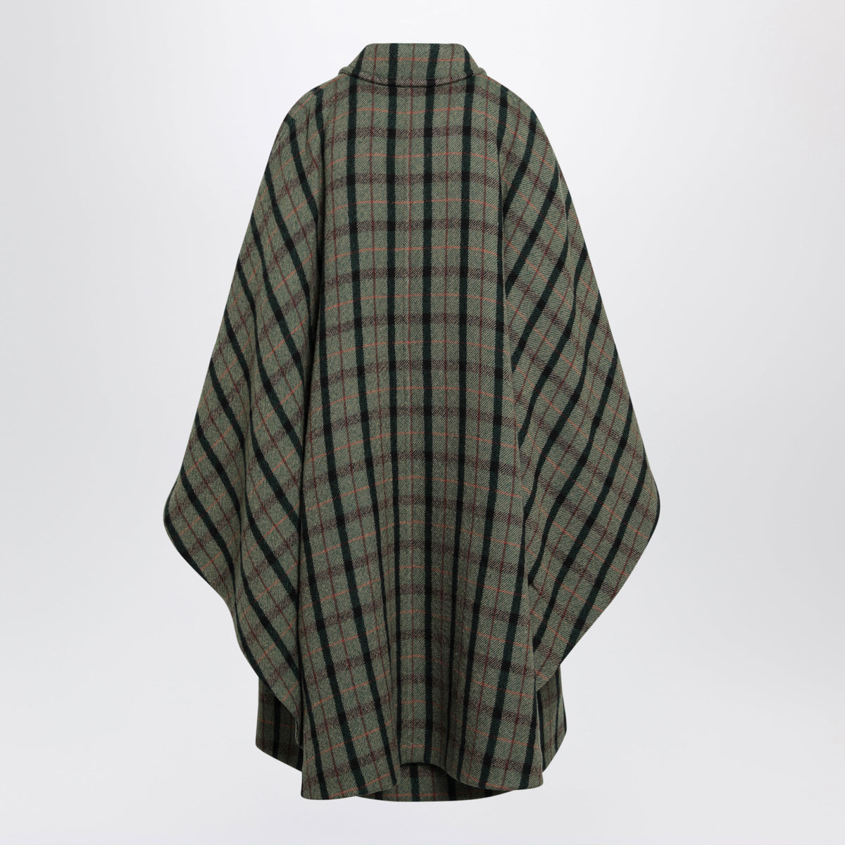 Chloe Green Check Cape Coat In Wool Women CHLOE