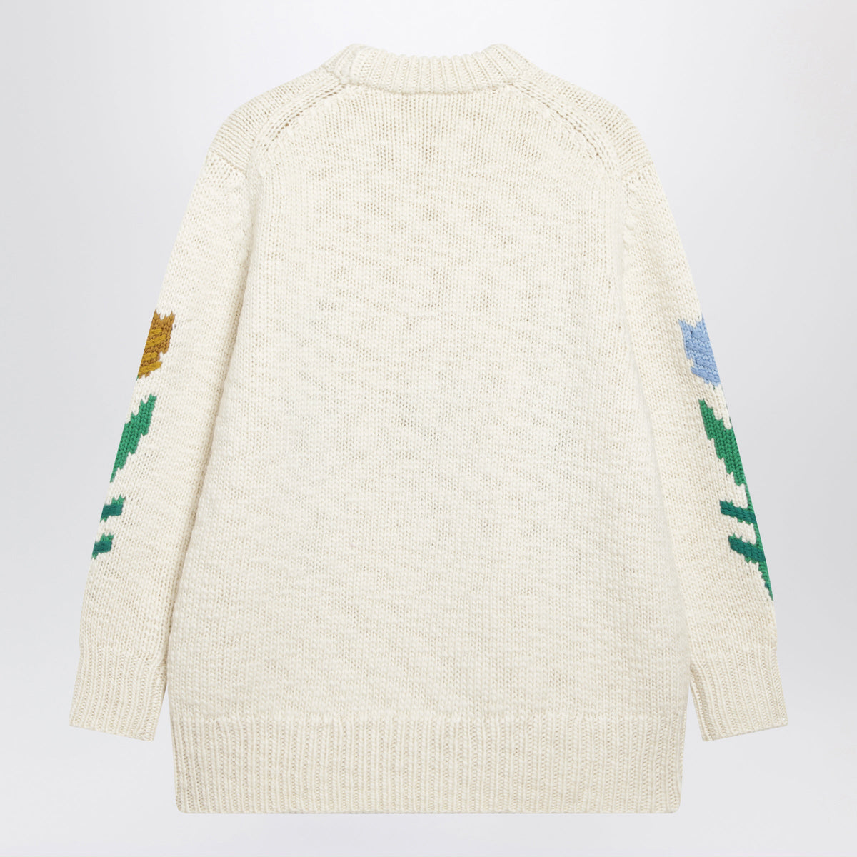 Chloe Oversized Milk-Coloured Wool Sweater With Tulips Women CHLOE