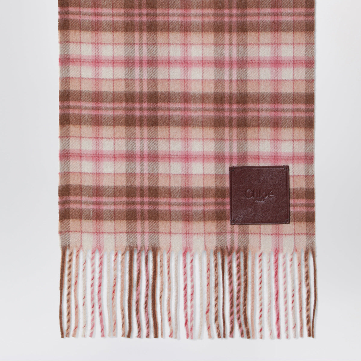 Chloe Highlanding Pink And Brown Cashmere Scarf Women CHLOE