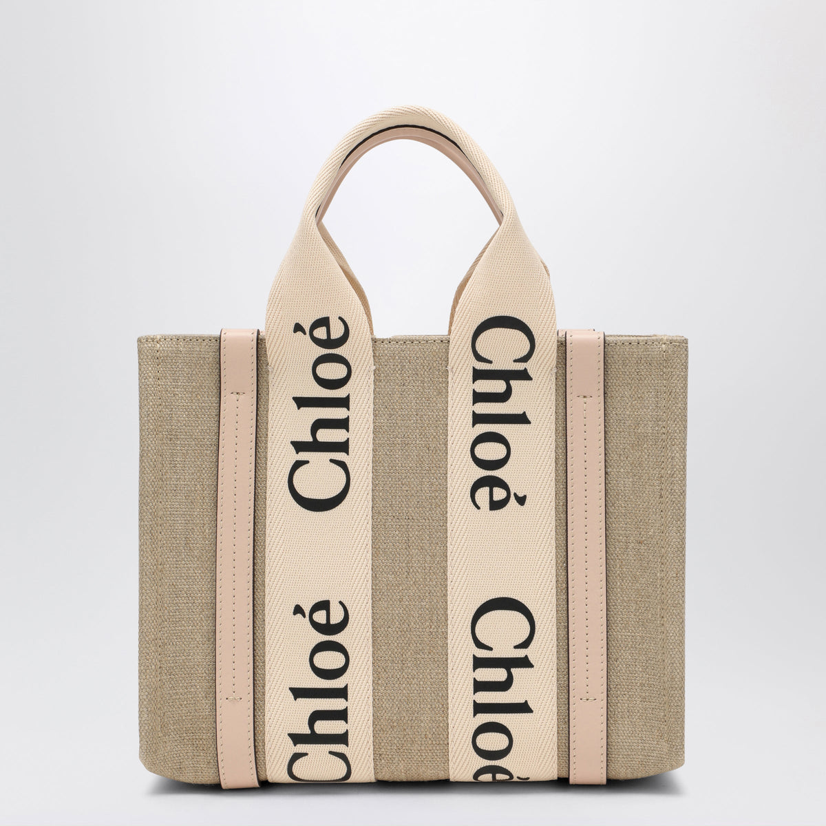 Chloe Woody Little Bag In Beige Canvas Women