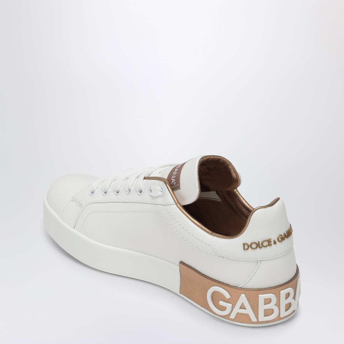 Dolce&Gabbana White/Gold Portofino Sneakers Women DOLCE & GABBANA