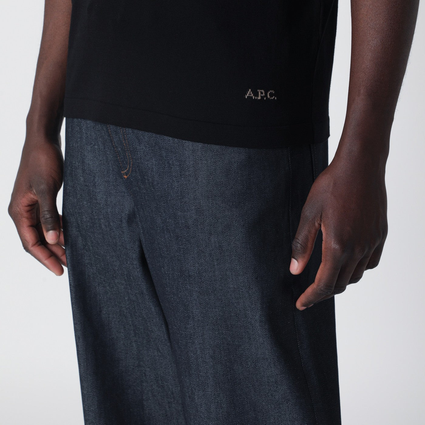 A.P.C. Black Cotton Knit Polo Shirt Men A.P.C.