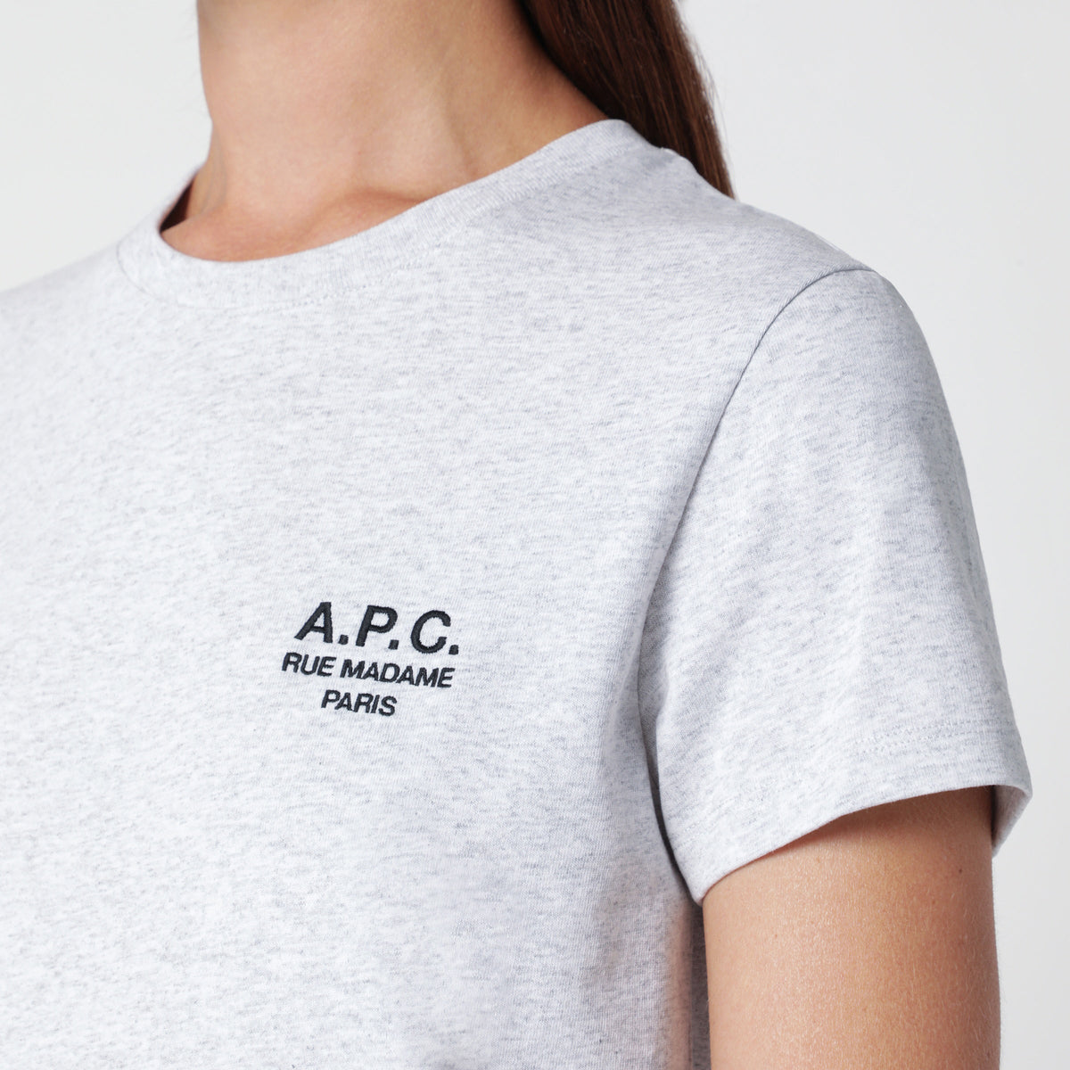 A.P.C. Gray Cotton T-Shirt With Embroidery Women A.P.C.