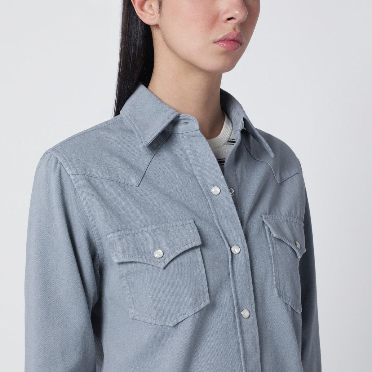 A.P.C. Blue-Grey Cotton Shirt Women A.P.C.