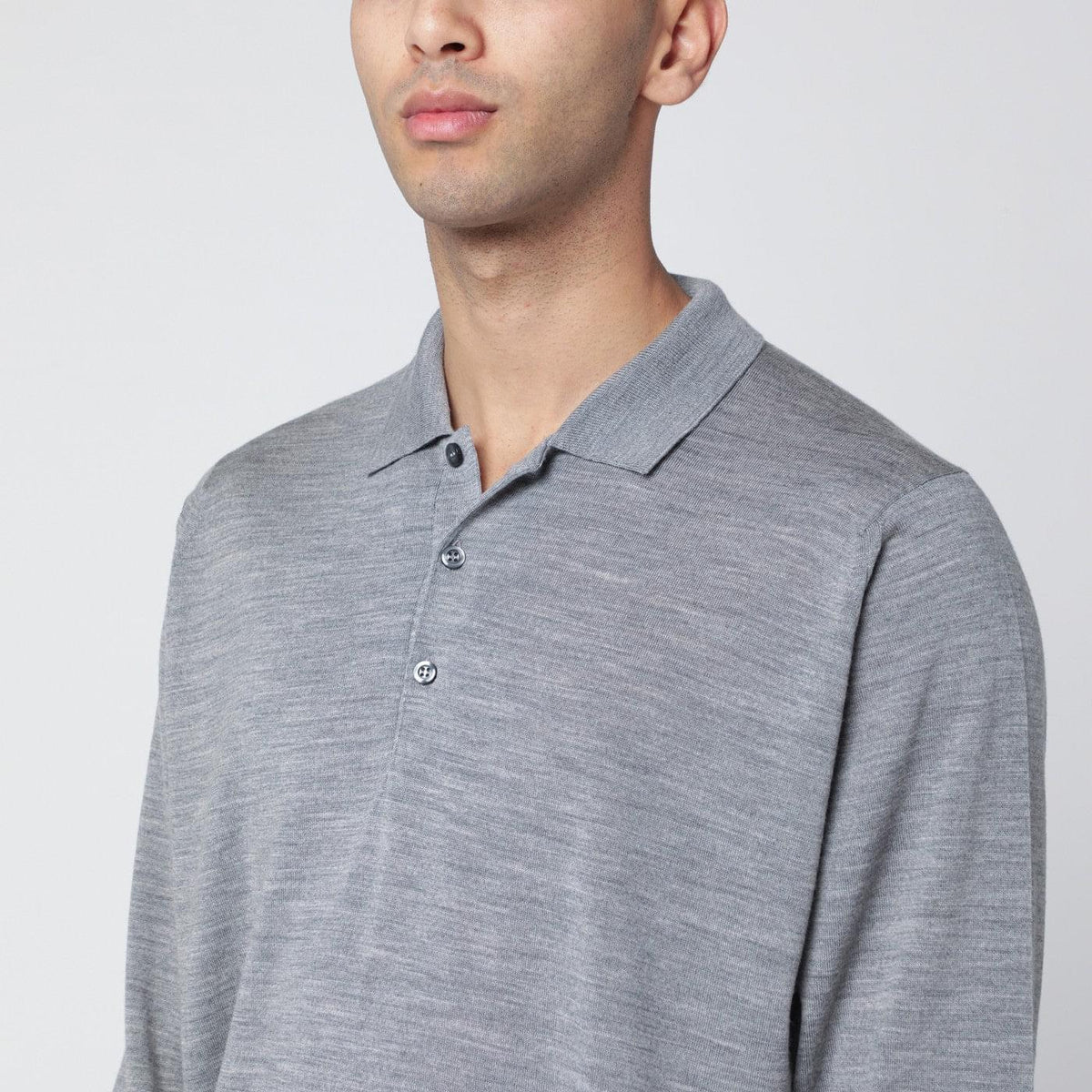 John Smedley Light Grey Wool Polo Shirt Men JOHN SMEDLEY