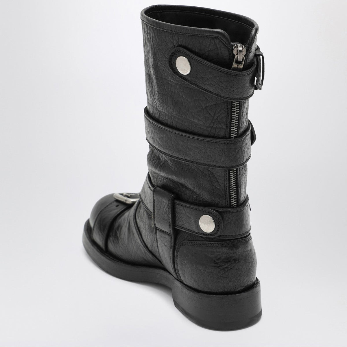 Dolce&Gabbana Black Leather Boots With Straps Women DOLCE & GABBANA