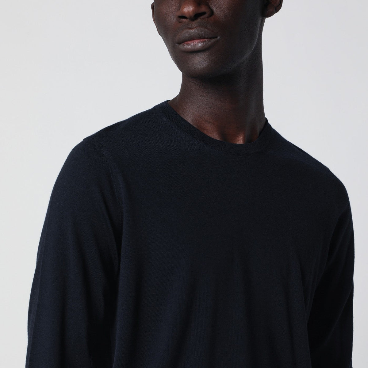 Drumohr Navy Blue Wool Crew-Neck Sweater Men Drumohr