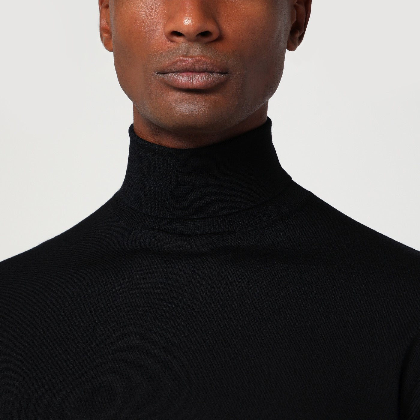 Drumohr Black Wool Turtleneck Sweater Men Drumohr