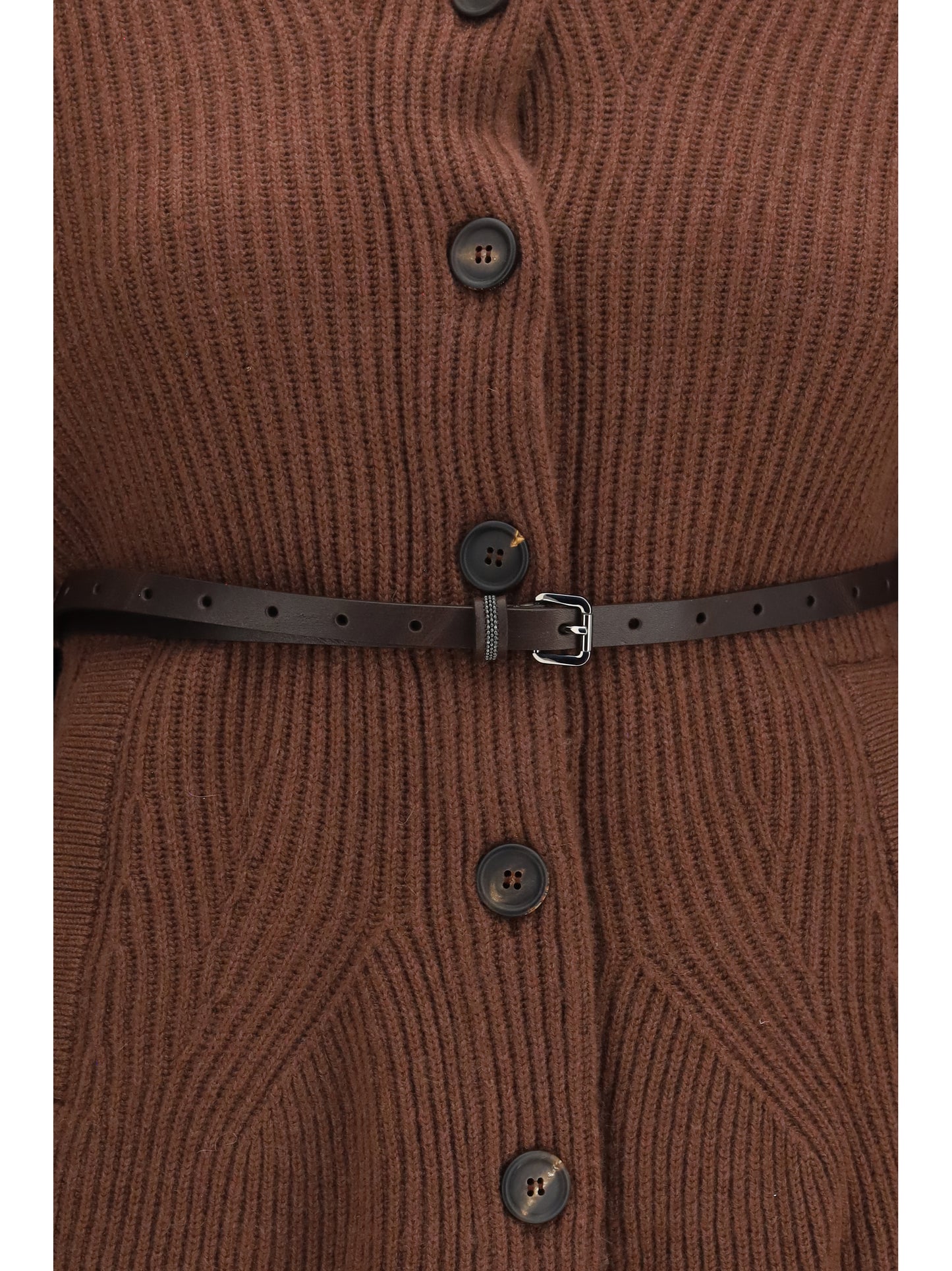 Brunello Cucinelli Women High Neck Cardigan With Belt BRUNELLO CUCINELLI