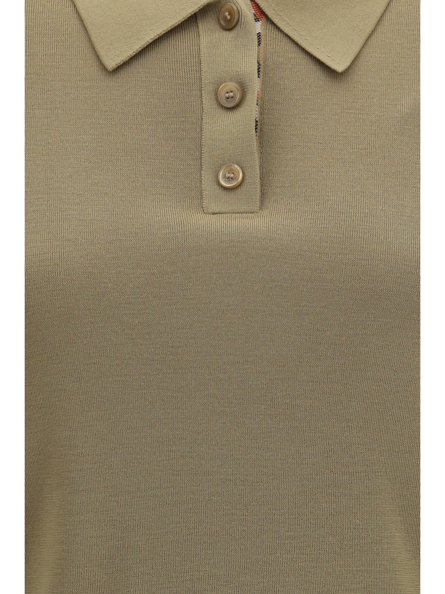 Burberry Women Knit Polo With Check Trim BURBERRY