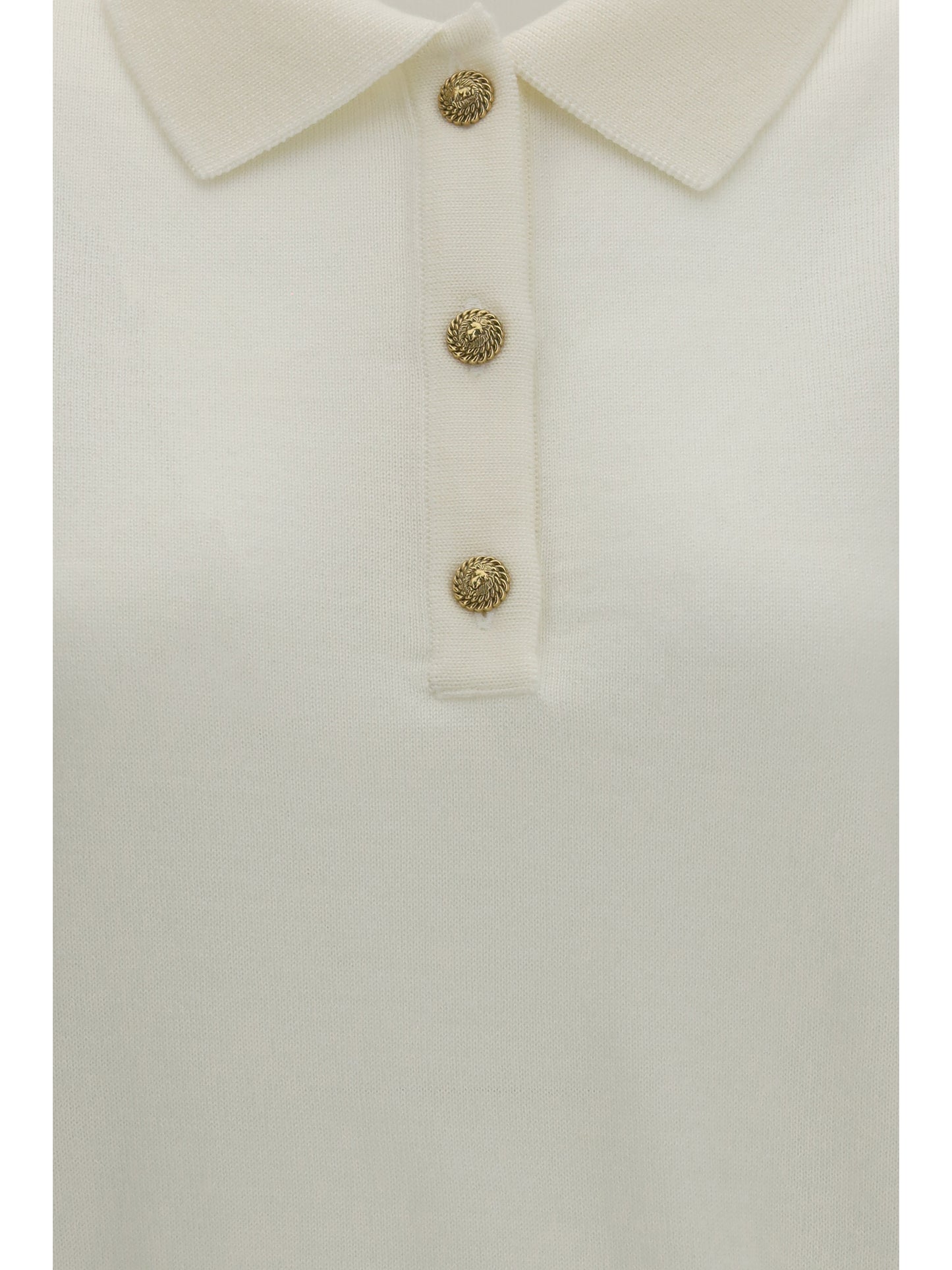 Balmain Women Wool Polo With Vintage Buttons BALMAIN