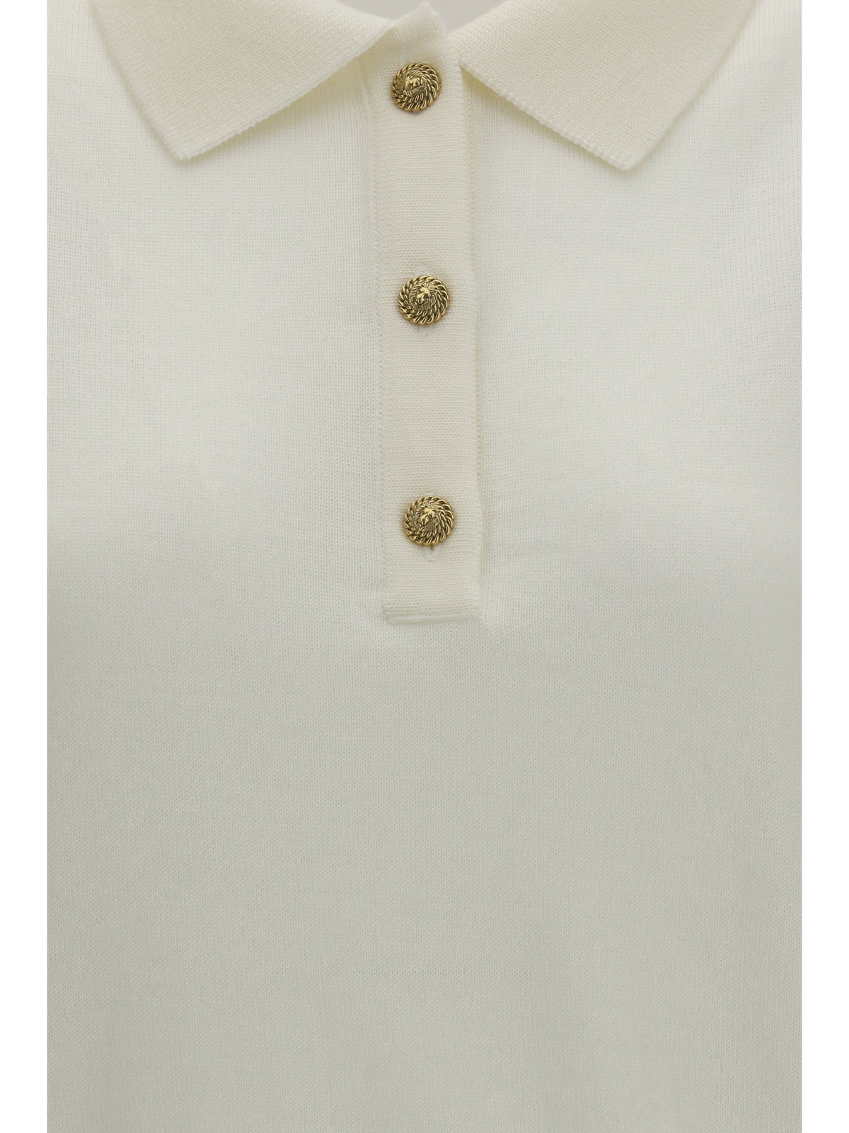 Balmain Women Wool Polo With Vintage Buttons