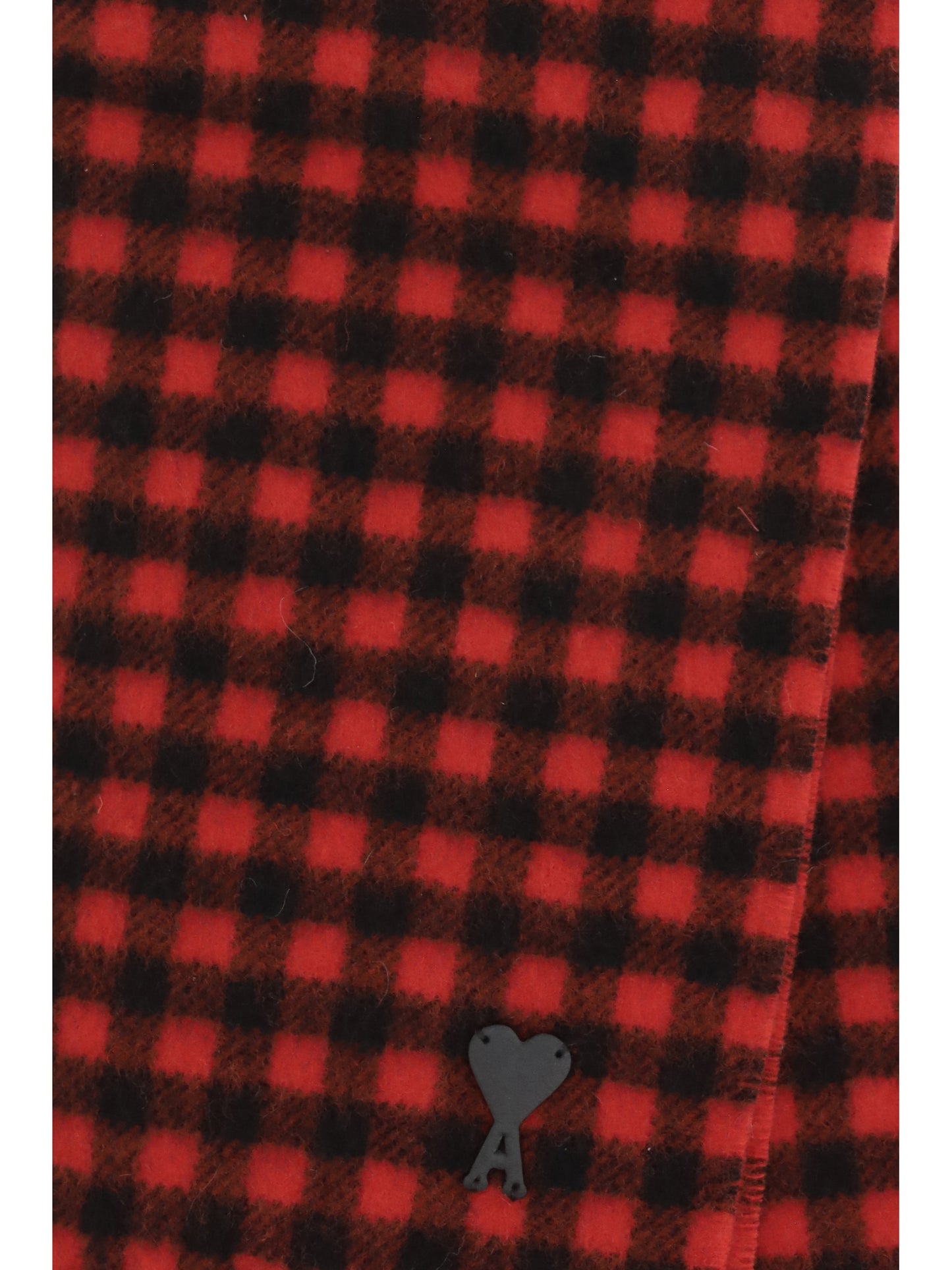 Ami Paris Men Ami De Coeur Checked Wool Scarf AMI PARIS