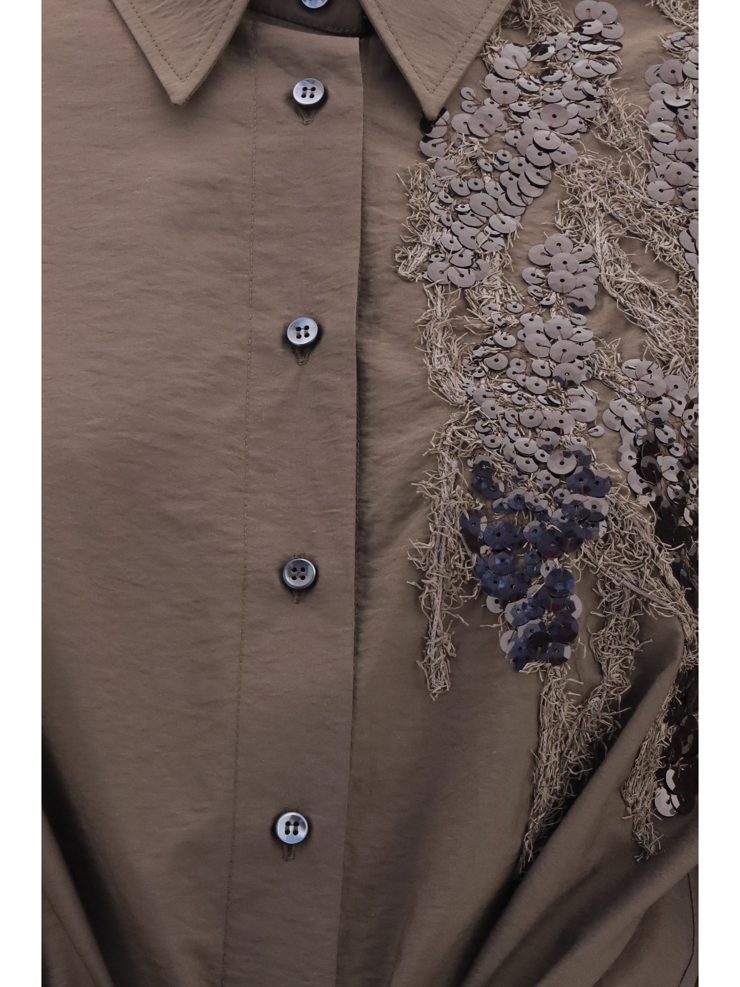 Brunello Cucinelli Women Sequined Shirt Dress With Belt BRUNELLO CUCINELLI