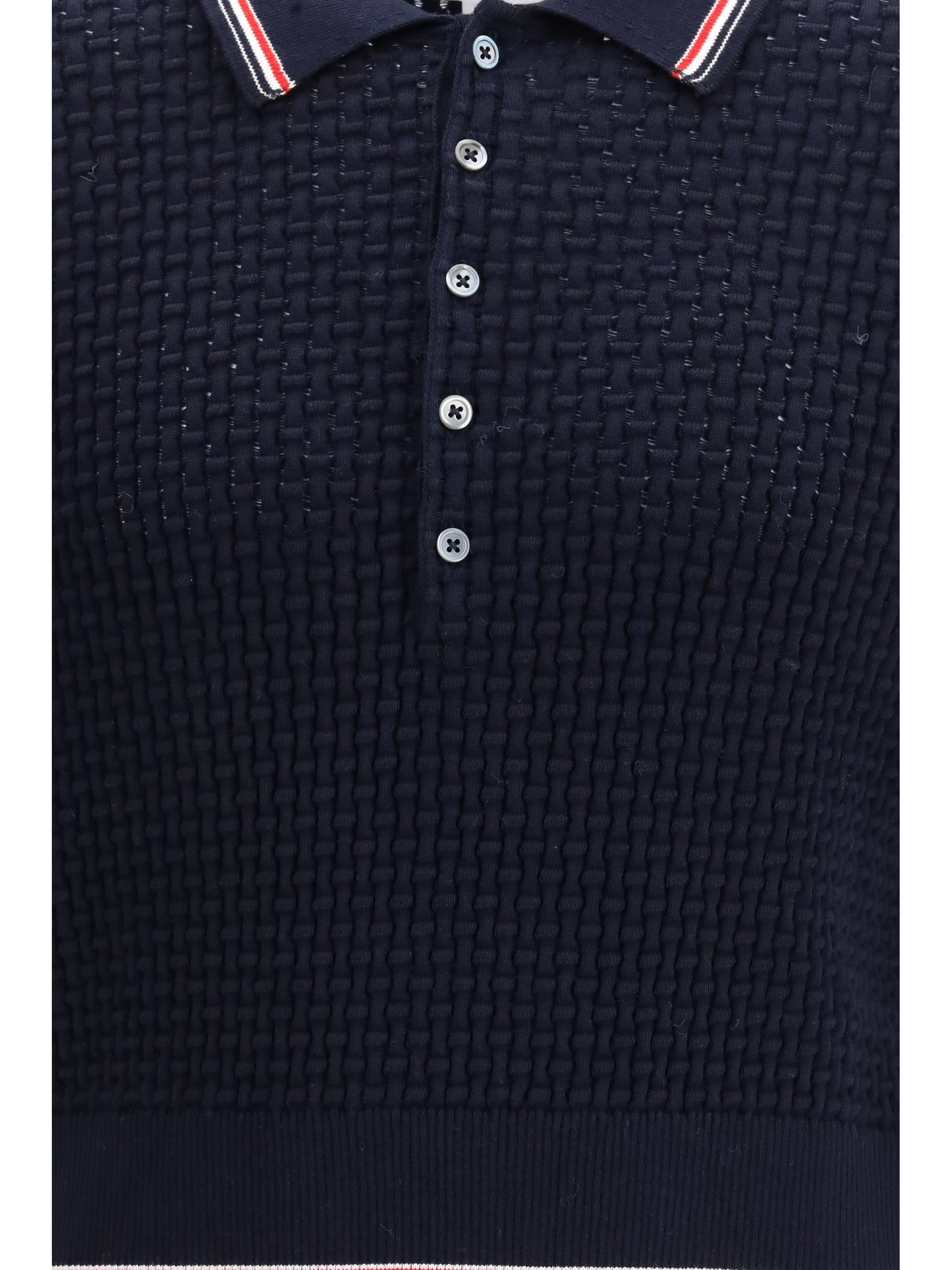 Thom Browne Men Woven Cotton Polo THOM BROWNE