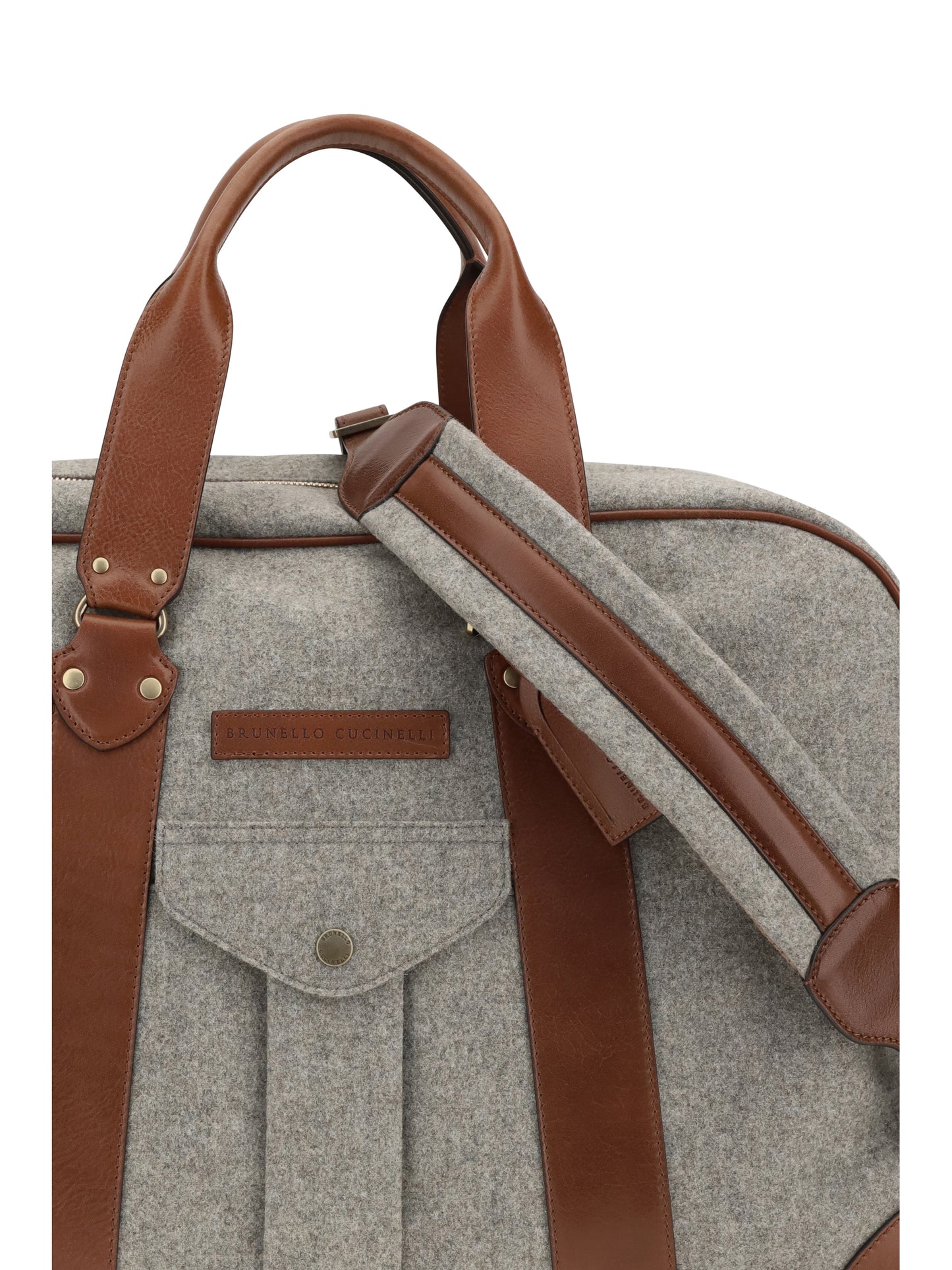 Brunello Cucinelli Men Wool And Leather Travel Bag BRUNELLO CUCINELLI