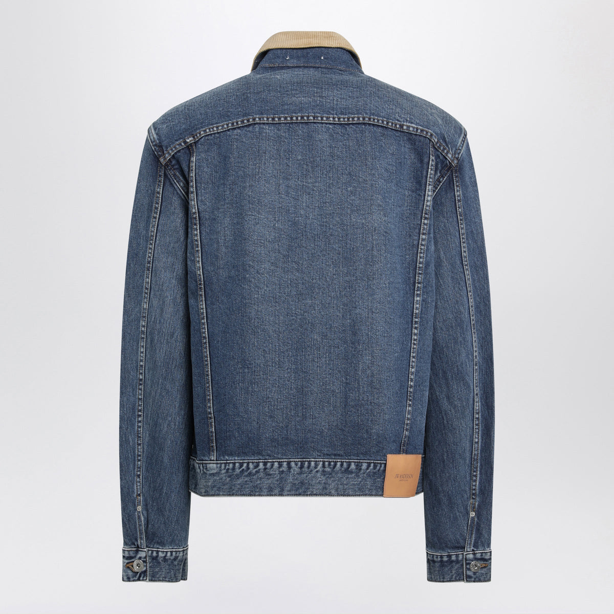 Jw Anderson Blue Denim Jacket With Ribbed Collar Men J.W. ANDERSON