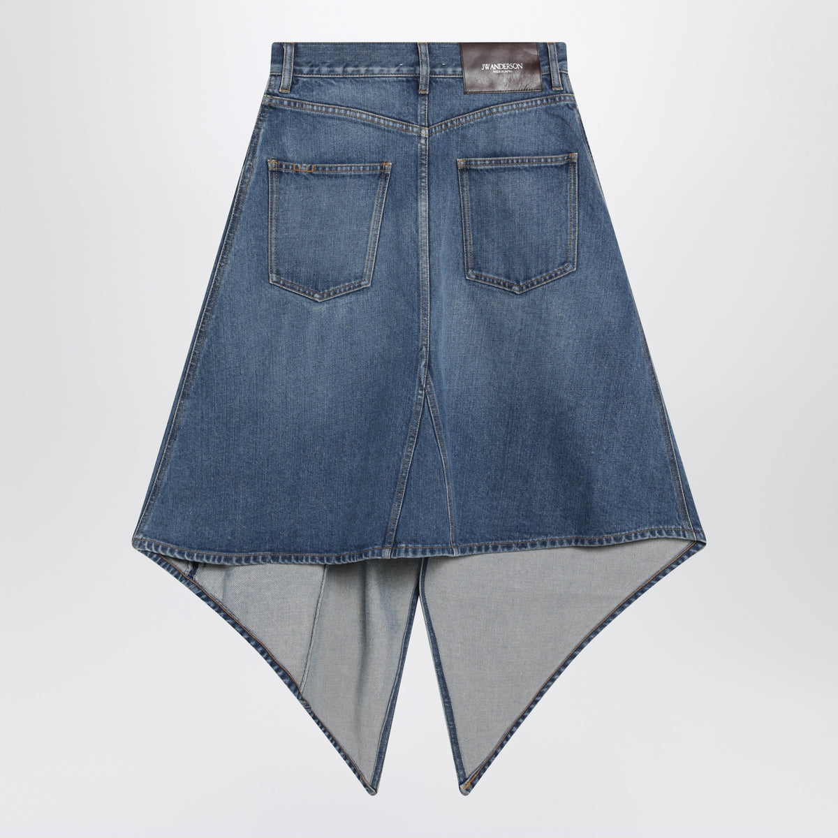 Jw Anderson Asymmetric Skirt In Washed Blue Denim Women J.W. ANDERSON