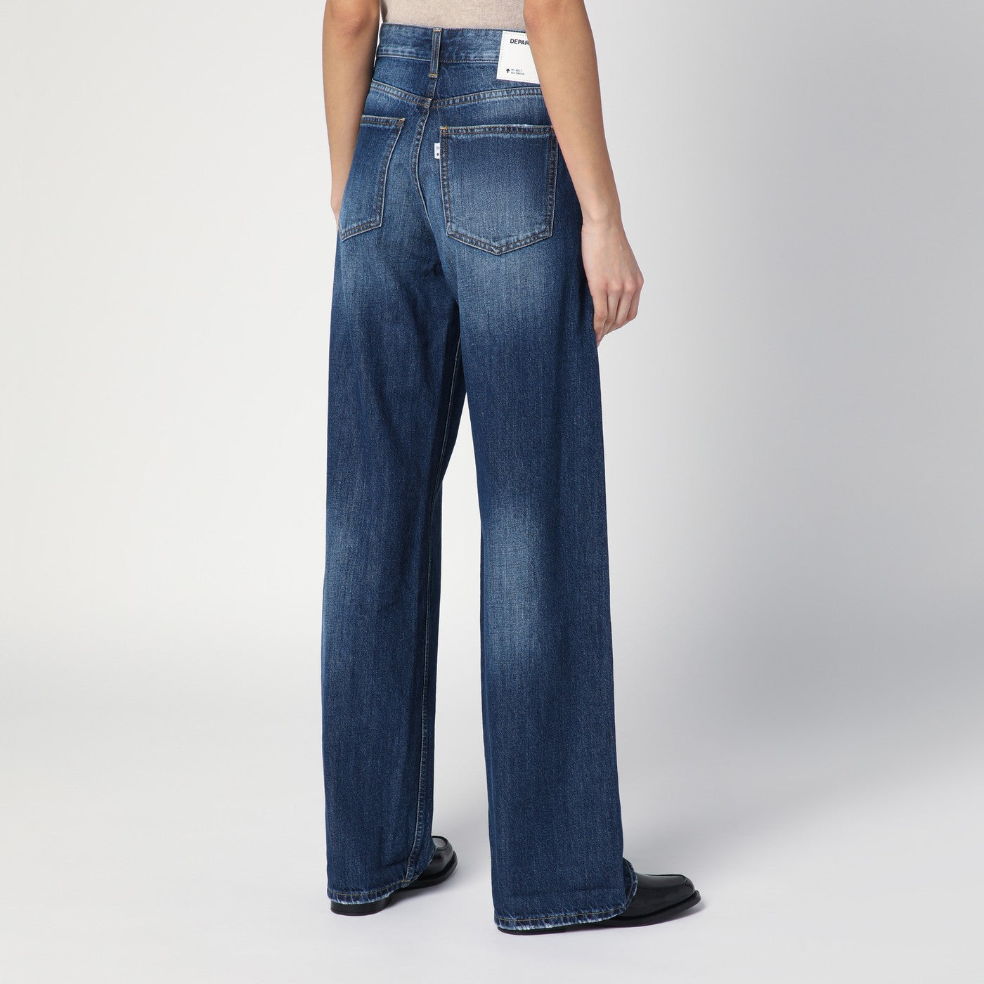 Department 5 Wide-Leg Pop Blue Jeans With Washed Effect Women DEPARTMENT 5