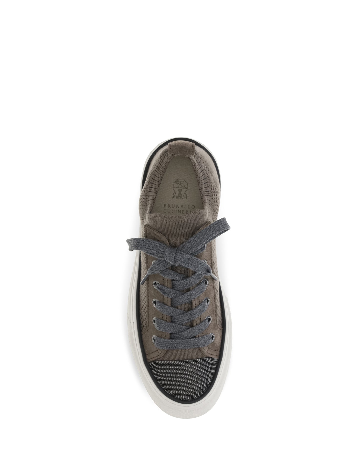 Brunello Cucinelli Women Cotton Knit And Suede Sneakers BRUNELLO CUCINELLI