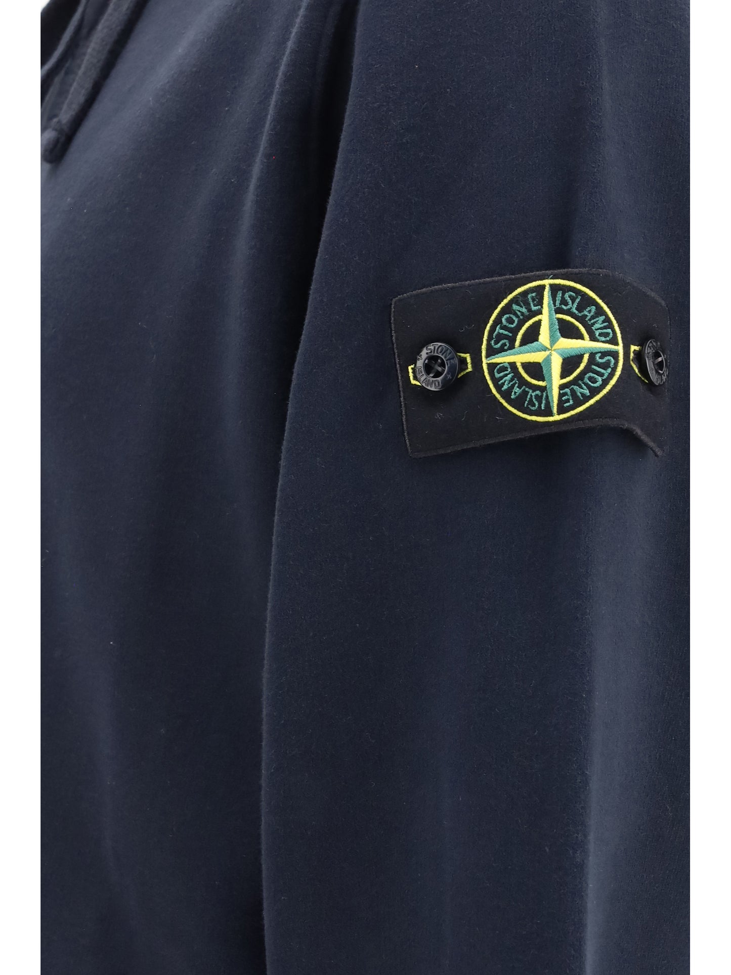 Stone Island Men Cotton Hoodie With Zip And Compass Logo STONE ISLAND