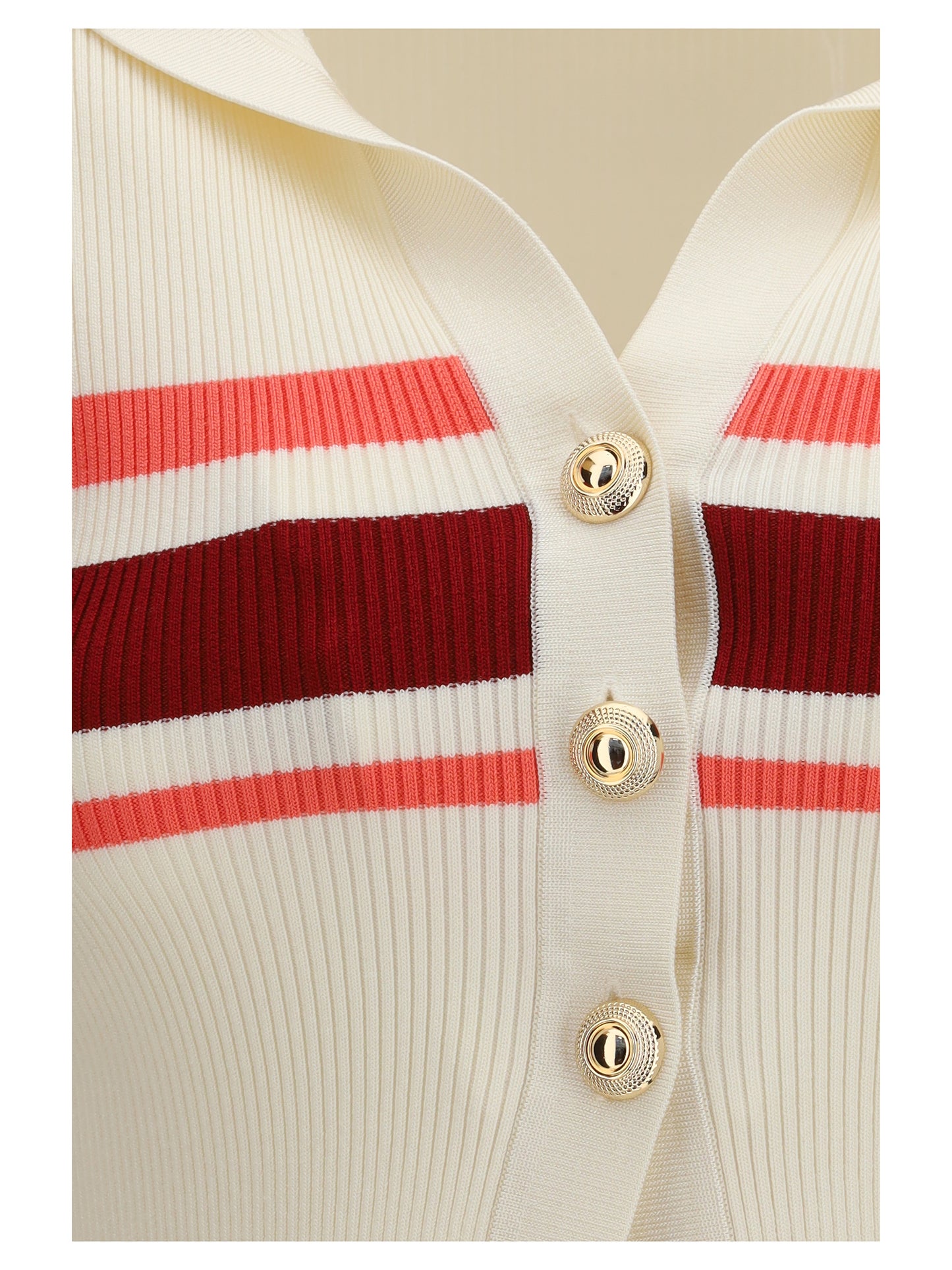 Self-Portrait Women Striped Viscose Knit Button Top SELF-PORTRAIT