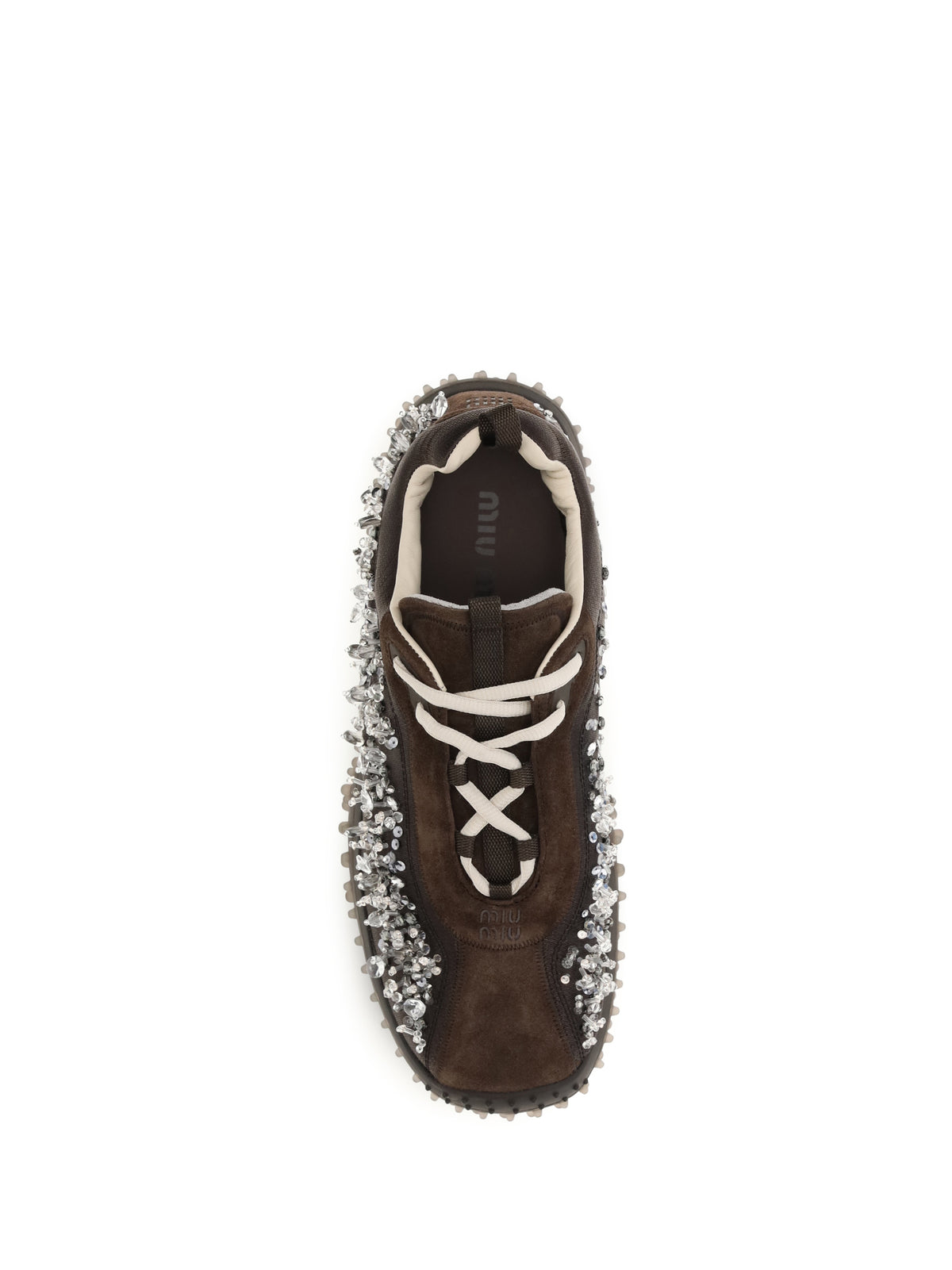 Miu Miu Women Suede And Technical Fabric Sneakers With Crystals MIU MIU