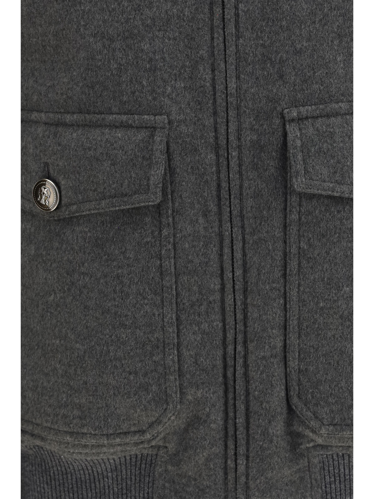 Brunello Cucinelli Men Membrane Finished Cashmere Beaver Bomber BRUNELLO CUCINELLI
