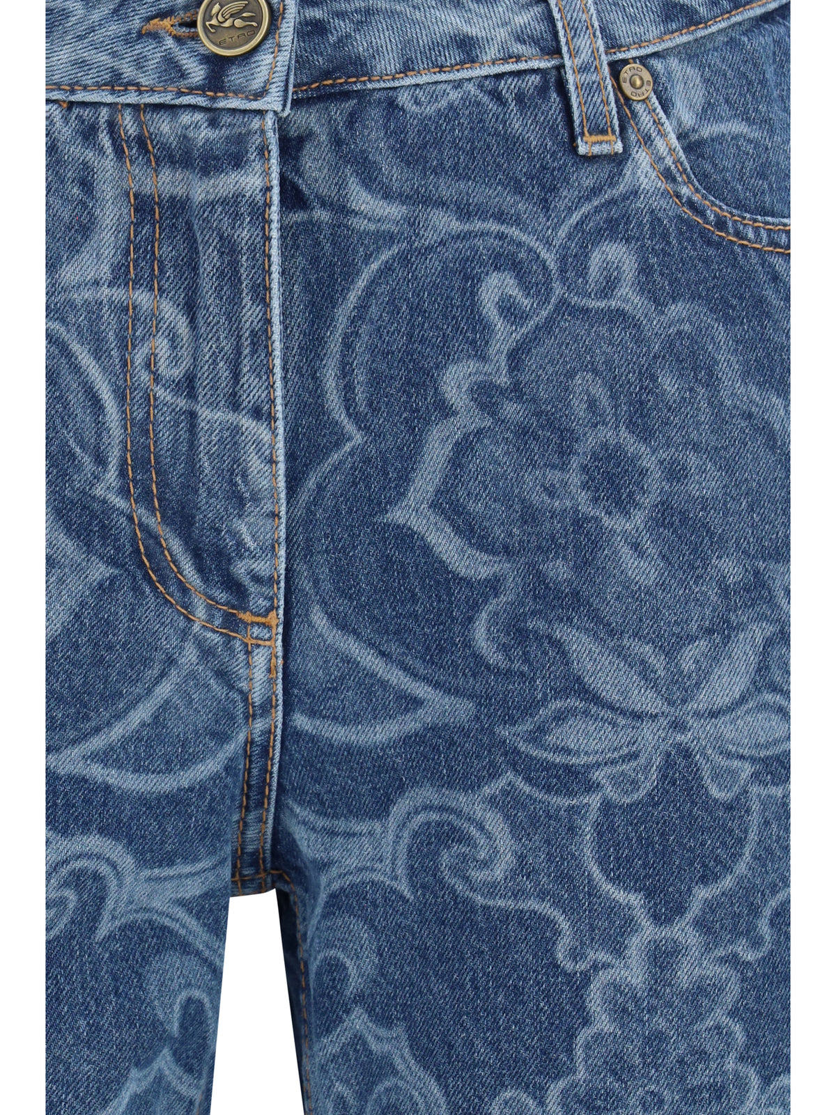 Etro Women Ornamental Jacquard Denim Jeans ETRO