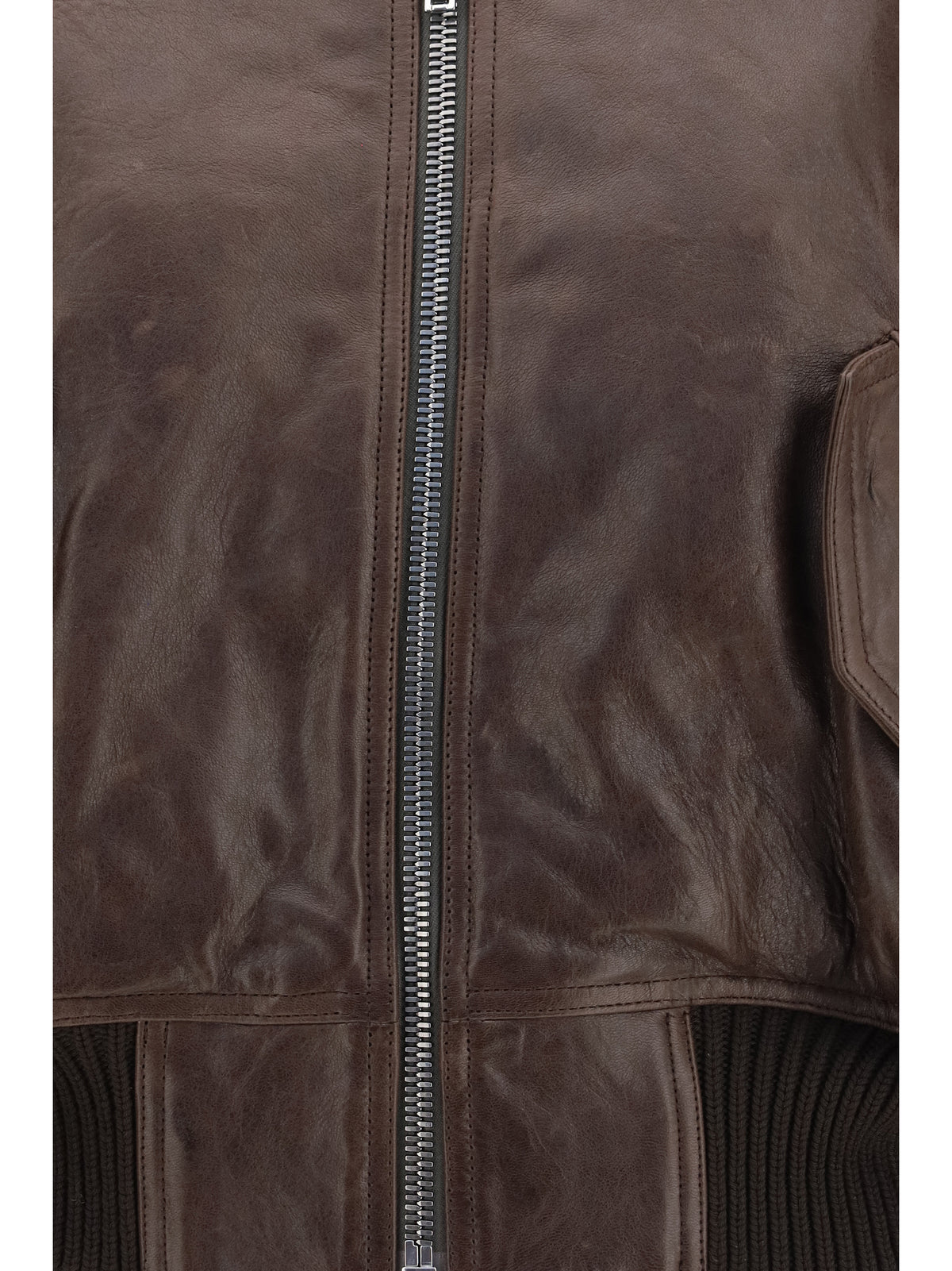 Rick Owens Women Cropped Leather Bomber Jacket RICK OWENS