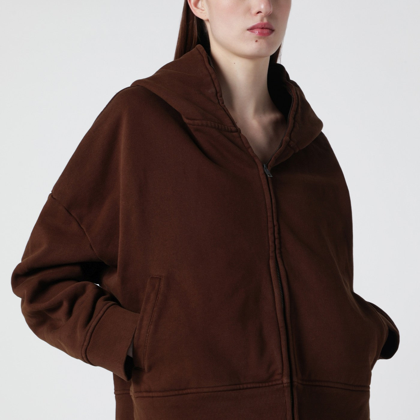 Entire Studios Brown Cotton Zip-Up Sweatshirt Women Entire Studios
