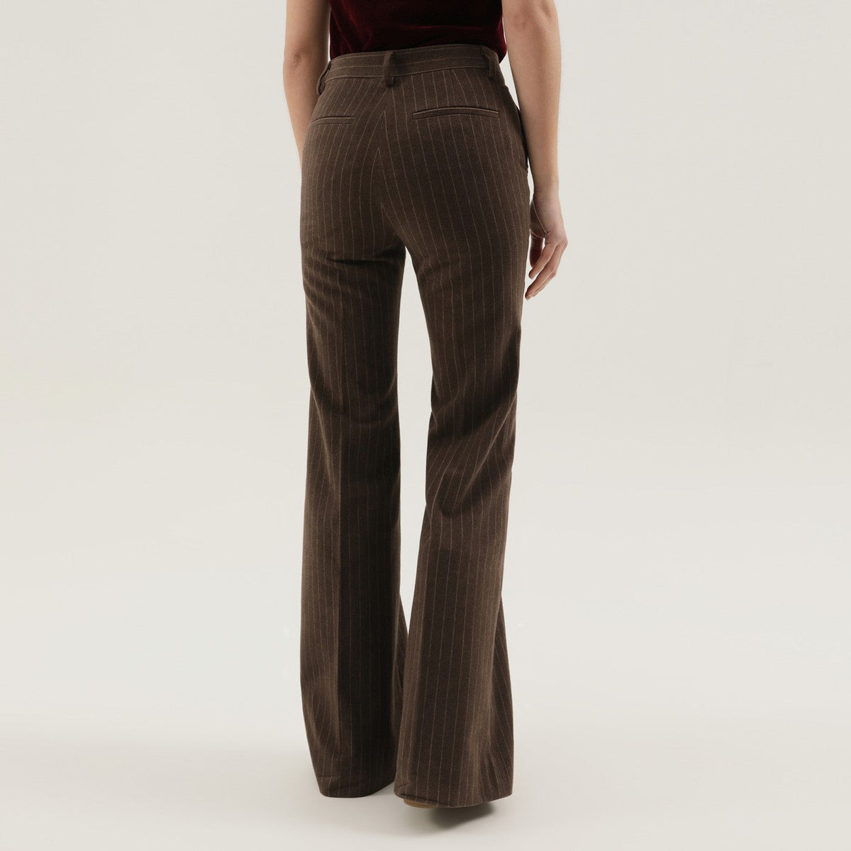 1989 Studio Brown Striped Flared Pants Women 1989 STUDIO