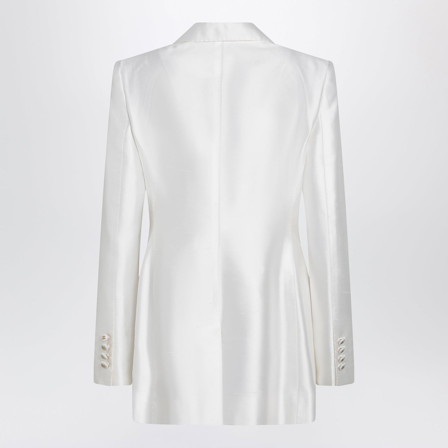 Dolce&Gabbana Double-Breasted Silk Jacket In Natural White Women DOLCE & GABBANA
