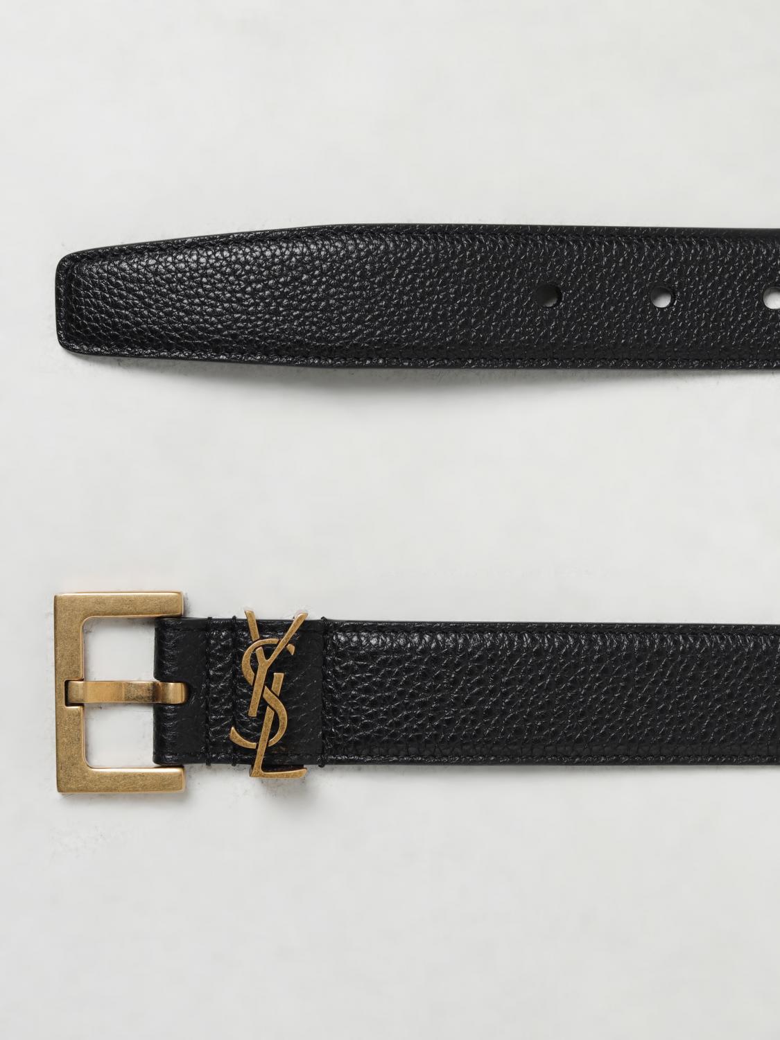 Saint Laurent Men Saint Laurent Grained Leather Belt SAINT LAURENT