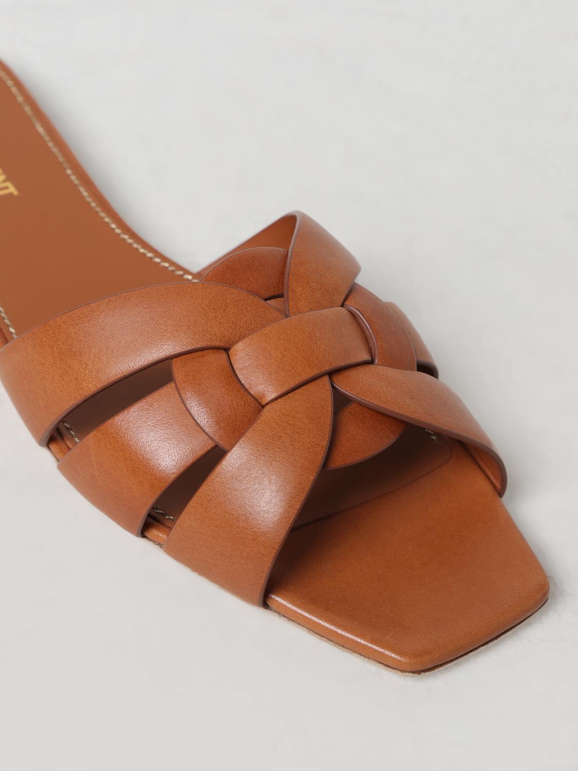 Saint Laurent Tribute Smooth Calf Leather Low-Heeled Mule Sandals SAINT LAURENT