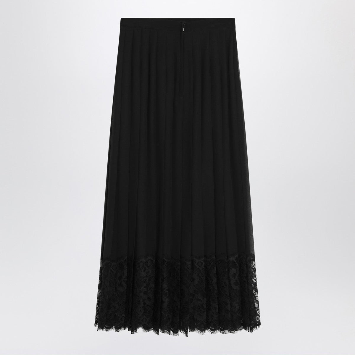 Dolce&Gabbana Gonna Midi In Chiffon And Black Lace Women DOLCE & GABBANA