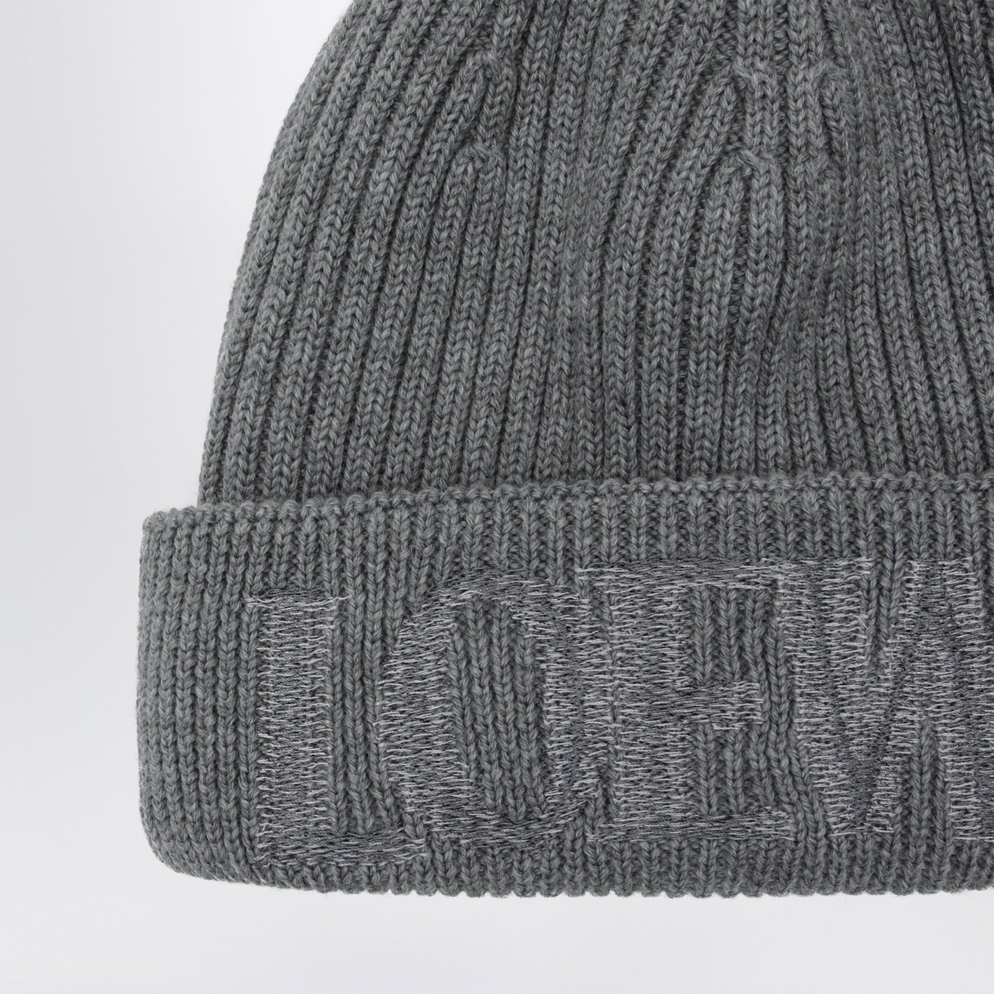 Loewe Grey Wool Beanie With Logo Embroidery Men LOEWE