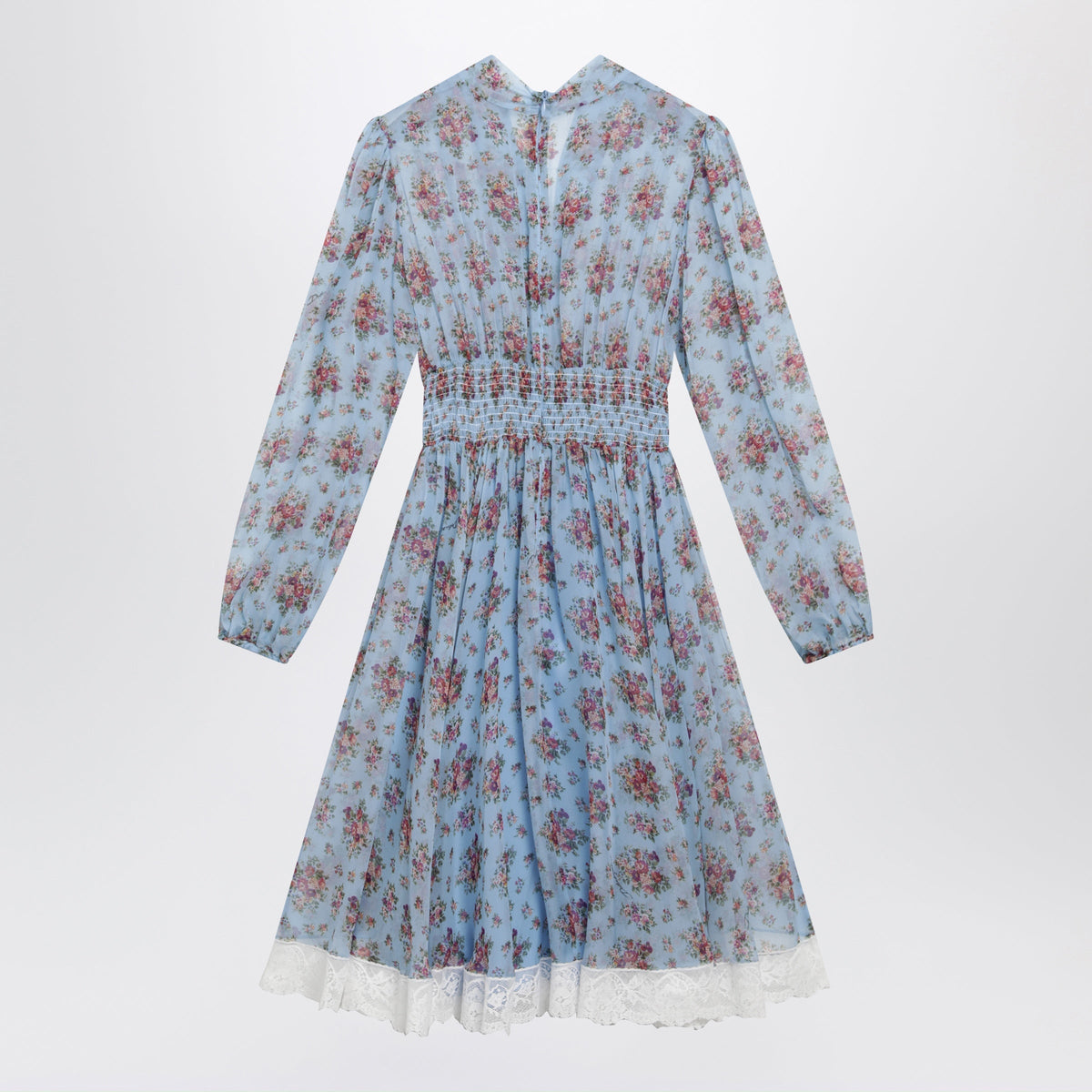 Dolce&Gabbana Floral Bouquet-Print Chiffon Dress In Light Blue Women DOLCE & GABBANA