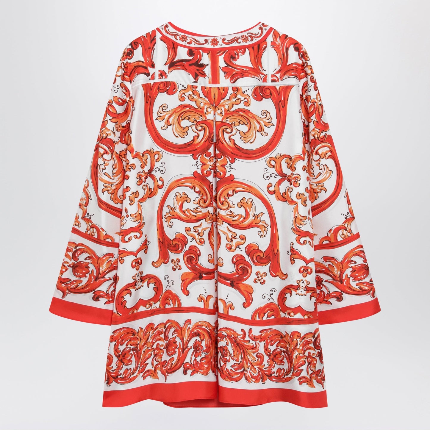 Dolce&Gabbana Maiolica-Print Silk Twill Kaftan Dress, Multicolour Women DOLCE & GABBANA